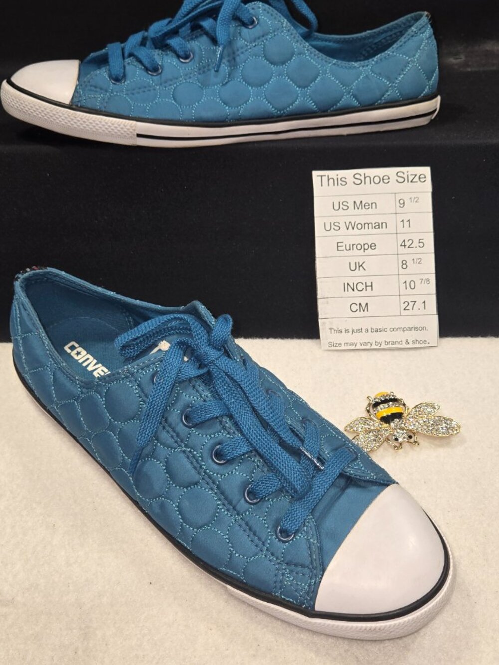 Converse Women's Teal Dainty Quilted Sneakers